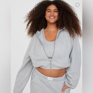 Offline by Aerie Grey Cropped Hoodie